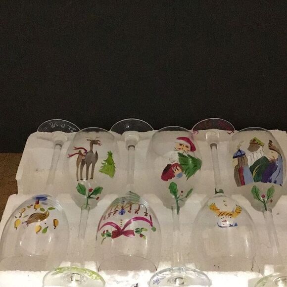 Wine glasses set of six songs of the season from Brock Basics ￼ - Picture 1 of 7